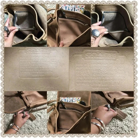 COACH | Camel Gold Beige Natural Leather Bucket Drawstring RARE Crossbody Bag - Picture 7 of 11